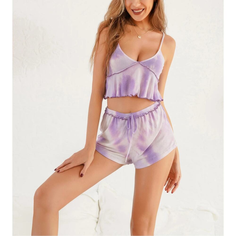 MSRP $150 ✨ Maronie Tie-Dye Lavender Short Set – Size Small | Made in USA ✨